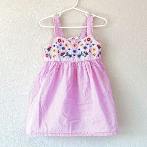 Embroidered Floral Striped Dress, Size 12-18M
